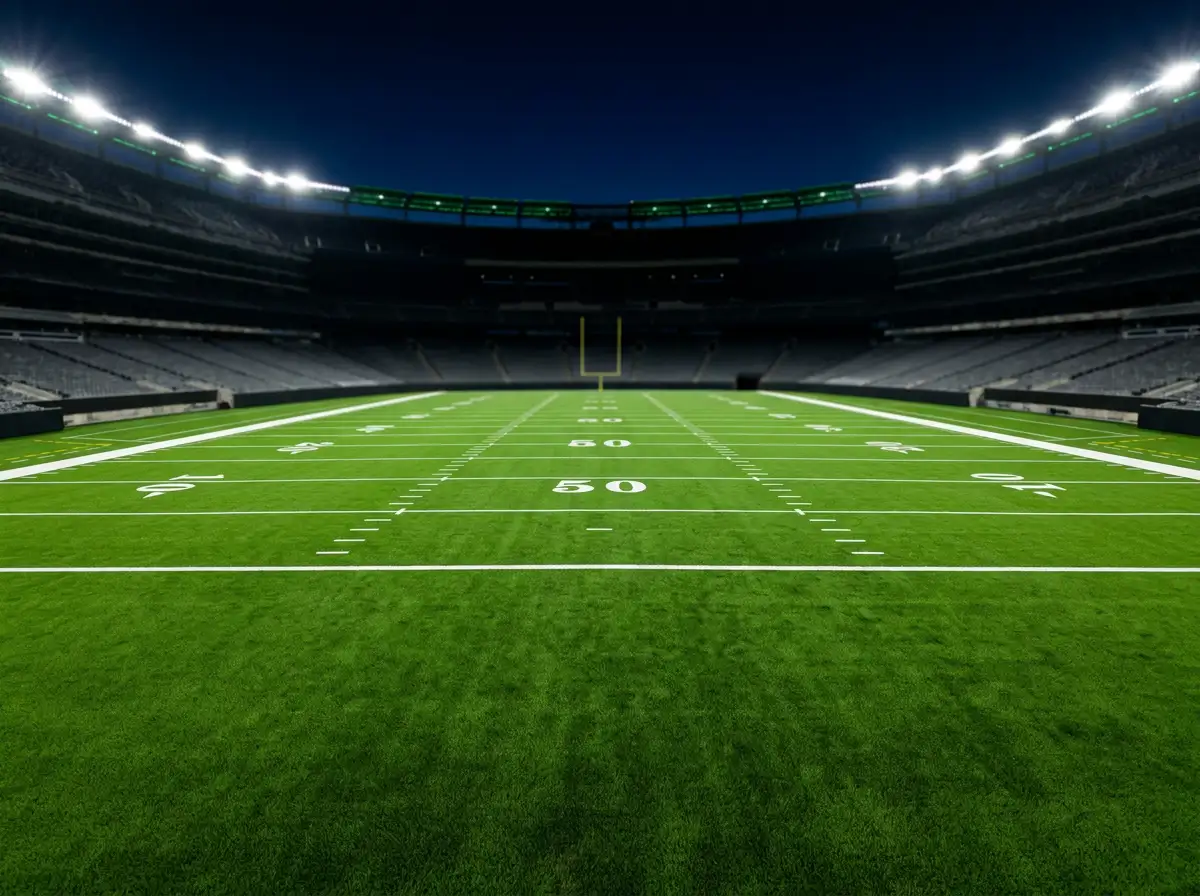 NFL field at night with green turf, stadium lights and betting odds displayed on a scoreboard — GrindZone analysis for UK punters